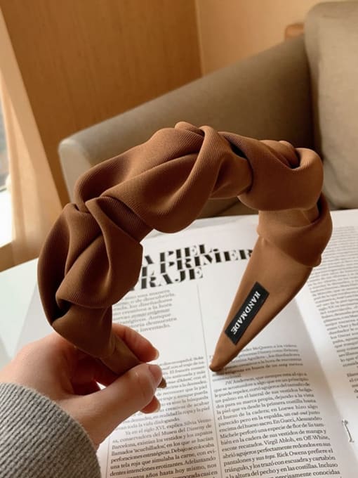 Coffee-Vintage-fabric-Wide-pleated-Hair-Barrette-Multi-Color-Optional