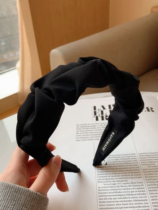 black-Vintage-fabric-Wide-pleated-Hair-Barrette-Multi-Color-Optional